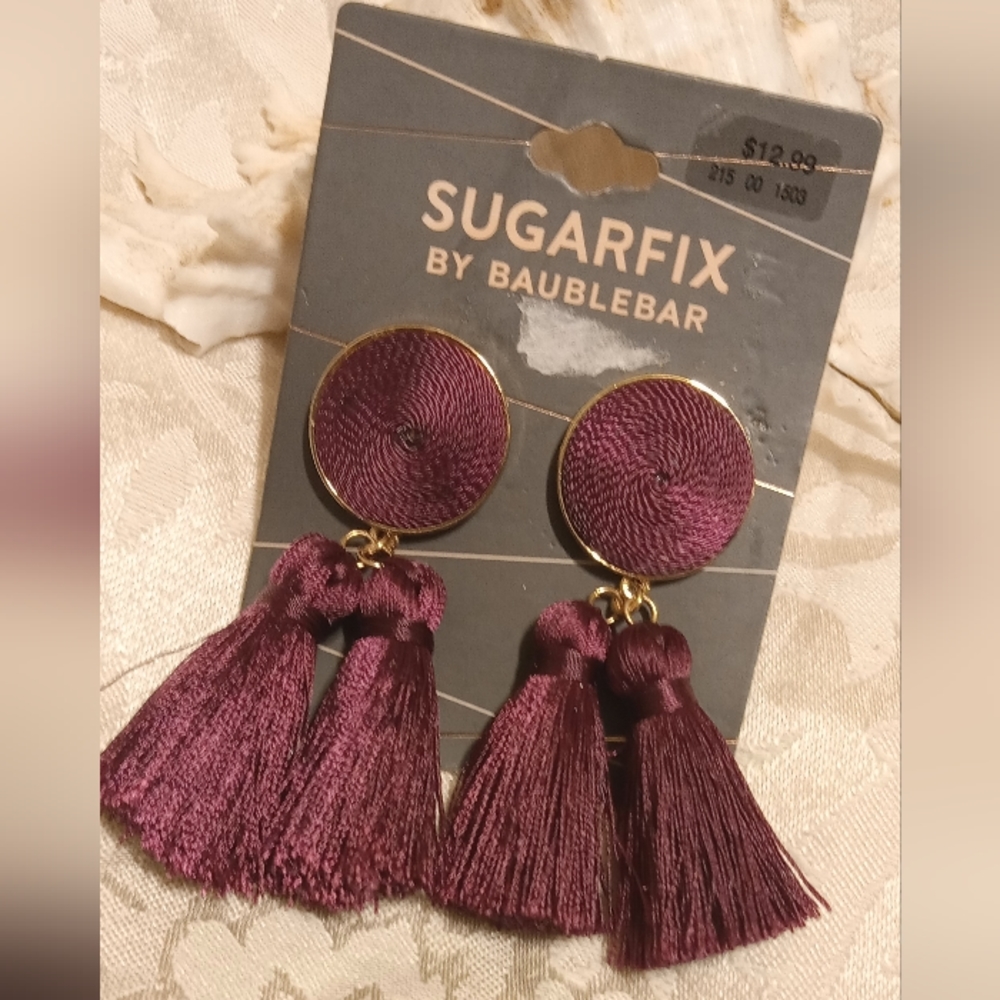 Dark Purple Tassle Earrings